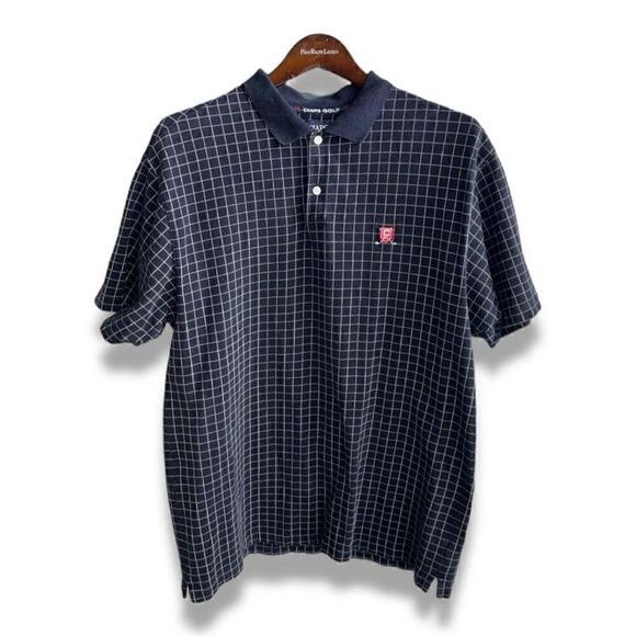 Navy Check Chaps Ralph Lauren Pique Polo Shirt Size XL - Picture 1 of 9